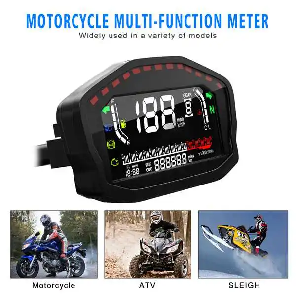 Universal Motorcycle VA LCD Speedometer Digital Meter Odometer 2/4 Cylinders for Ducati Honda Yamaha Speed Meter