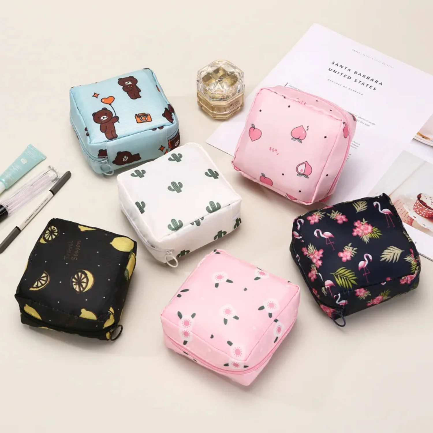 Nylon Sanitary Pads Package Bags Girls Diaper Sanitary Napkin   Coin Purse Jewelry Organizer Credit Card Pouch Case