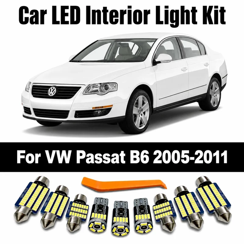 Complete LED Interior Dome Map Door Light Kit For VW Volkswagen Passat B6 Sedan Variant 2005 2006 2007 2008 2009 2010 2011