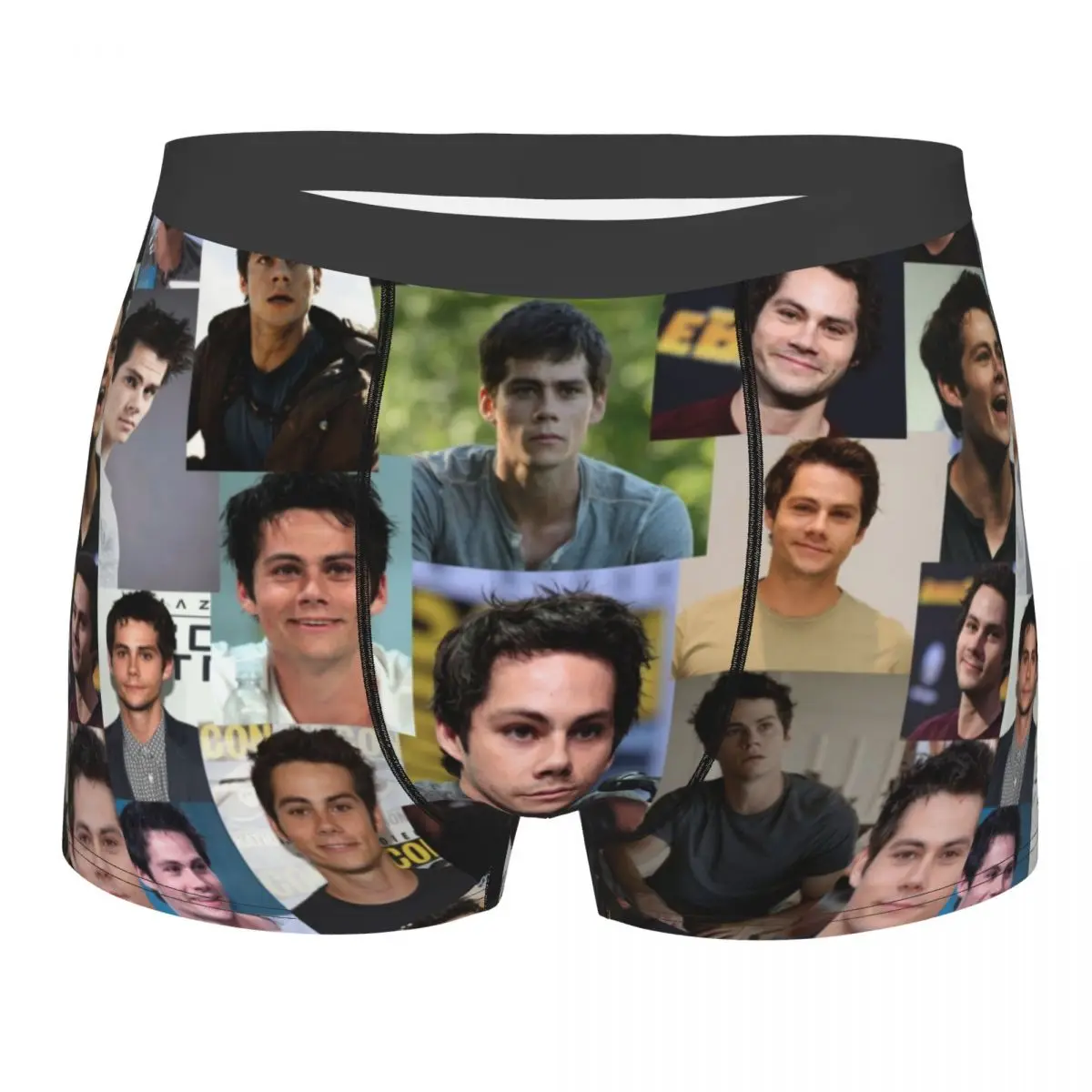 

Men's Dylan O'Brien Collage Boxer Shorts Panties Mid Waist Underwear Homme Fashion Plus Size Underpants