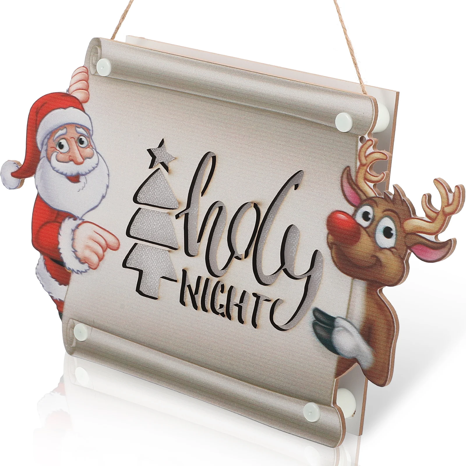 

Wooden Christmas Door Sign with LED Lights for Home Decor Holiday Party Xmas Welcome Signs Front DoorDecorations