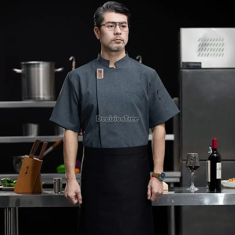 2024 Chinese Stijl Klassieke Chef-Kok Uniform Western Restaurant Bakkerij Cakekamer Mannen Chef-Uniform Dun Ademend Kokkleding