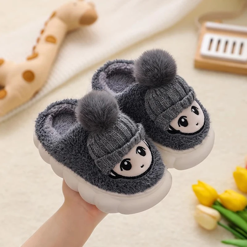 Children\'s cotton slippers women\'s autumn and winter home warmth boys\' fur slippers cartoon cute anti slip girls\' cotton sli