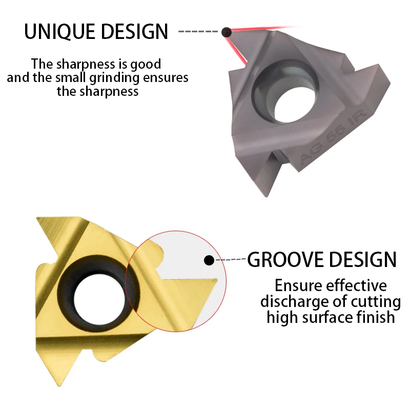 11IR/16IR H01/PRC/YZ5018 Carbide Insert CNC Lathe Slotting A55 A60 AG55 AG60 1.0/1.25 /1.5/2.0/2.5/3.0 ISO Thread Turning Tool