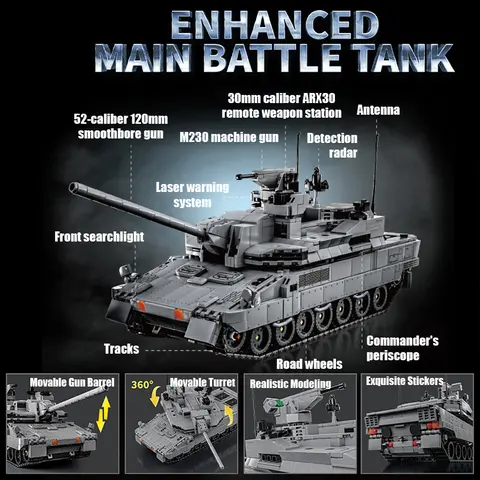 Andra världskriget Militär KF-51 EMBT Stridsvagn Byggblock Set Armé AbramsX T-14 Stridsvagnsmodell Fjärrstyrda Klossar Leksaker för Barn Presenter 8 best sales Lego RC-stridsvagn - №6