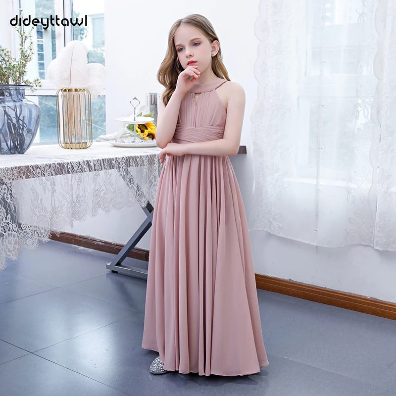 Dideyttawl Bụi Hoa Hồng Voan Dây Xếp Ly Hoa Bé Gái Junior Cô Dâu Không Tay Kid Sinh Nhật Đồ Bầu