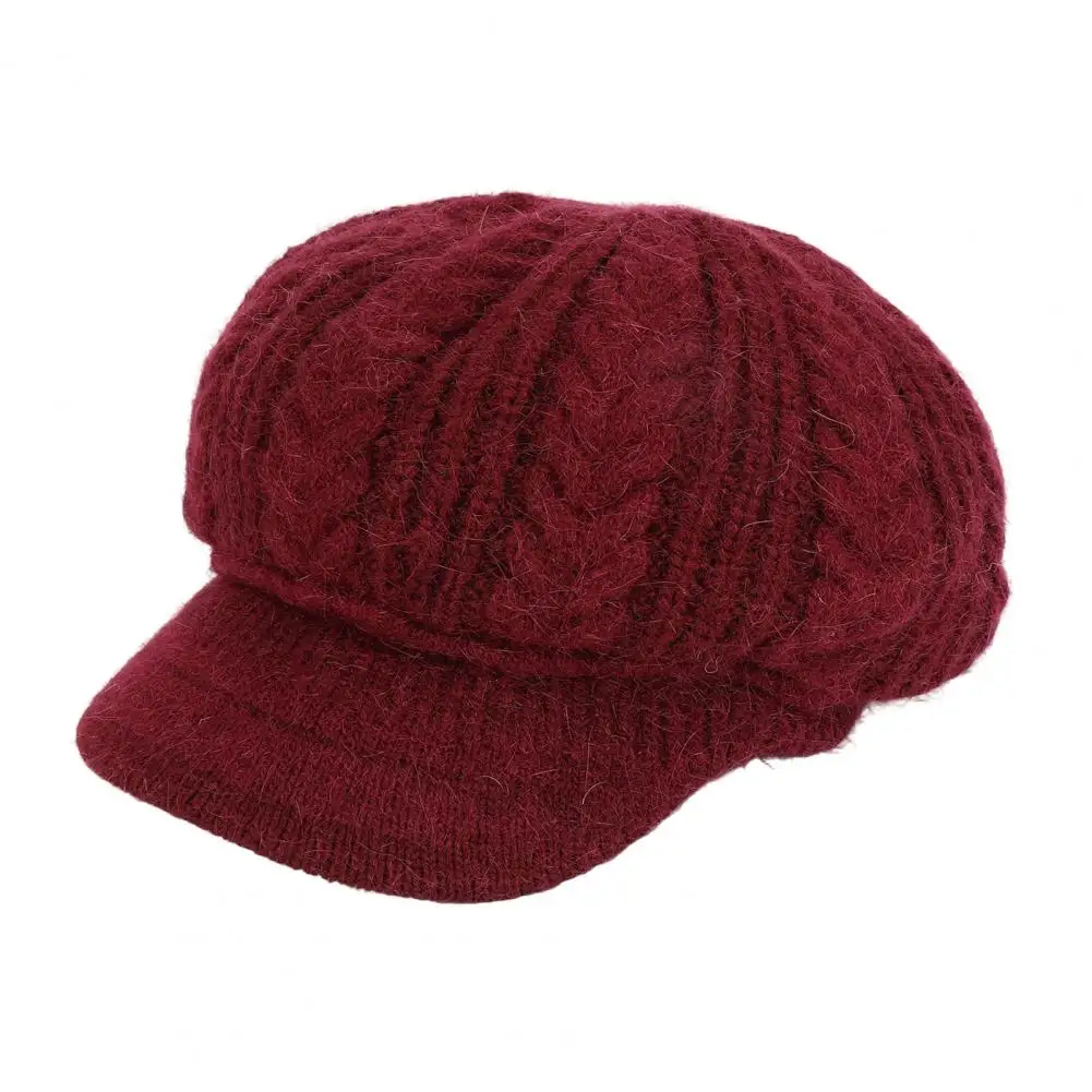 Winter Knitted Hat for Women Soft Yarn Hat for Autumn Winter Winter Knitted Peaked Cap with Visor Women’s Fleece Lined Brimmed