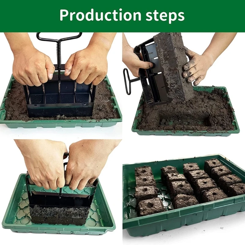 Soil Blocker Creatore blocchi portatile per semi terreno a 4 celle per semina drop shipping
