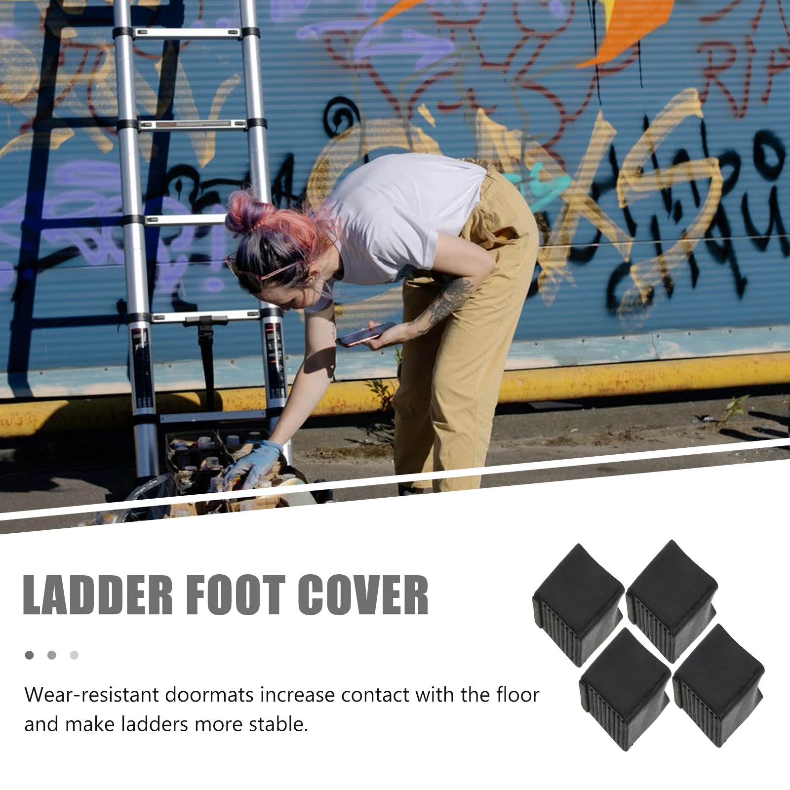 4 Pcs Metal Ladder Foot Cover Ladders Step Stool Rubber Bumpers Engineering Pads