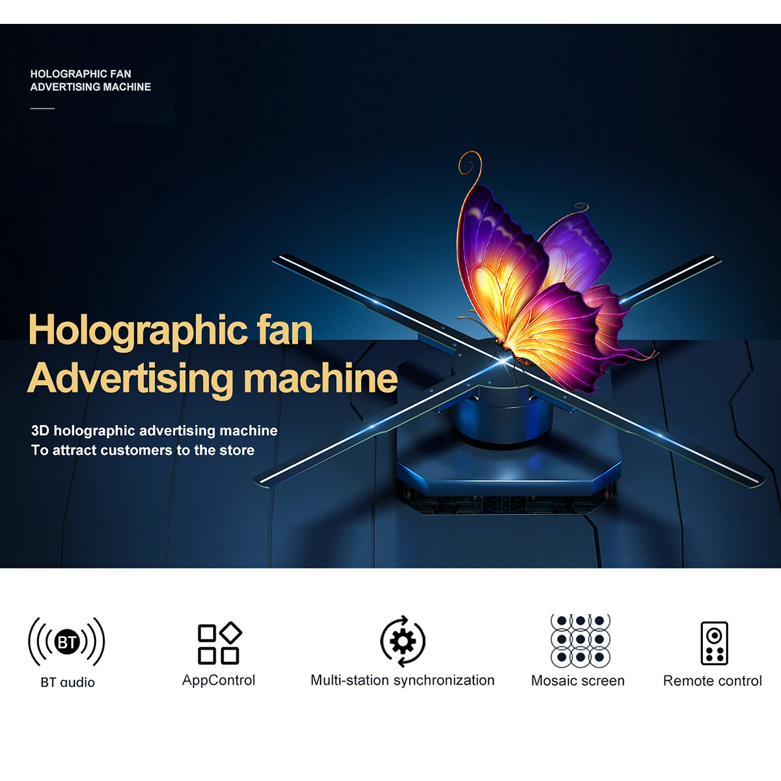 WiFi 3D Hologram Fan Multiple Control Methods 2000x224 3D Hologram Projector Custom Editing for Advertising for Store