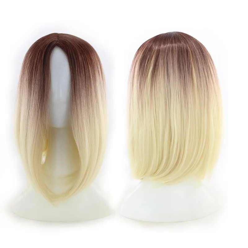 European and American party wig gradient short straight wave bobo dyed women's wig cosplay wig