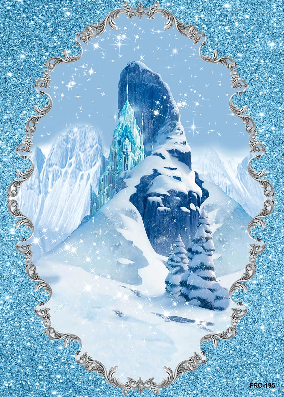 Winter Frozen Castle Backdrop Snow Wonderland Landscape Portrait Photo Background Decor Merry Christmas Photography Studio Props