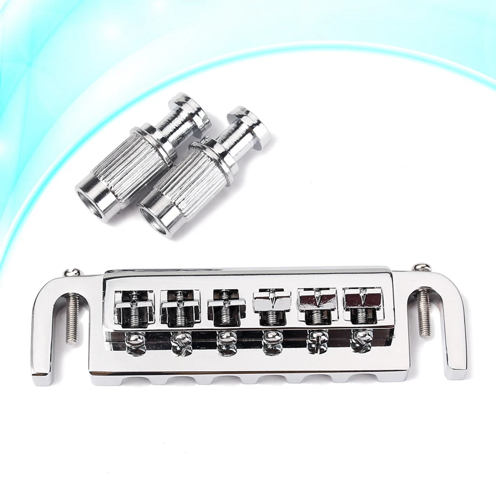 

Wraparound Guitar Bridge Saddle Tailpiece Combo Kit Adjustable Replacement for Style Electric Guitar Parts Silver