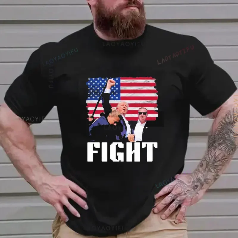 Trump Pray for Peace Tshirt for Man FightTank T-shirt Donald Trump Fight 2024 Tee Donald Trump ShotFight 100% Cotton Shirt