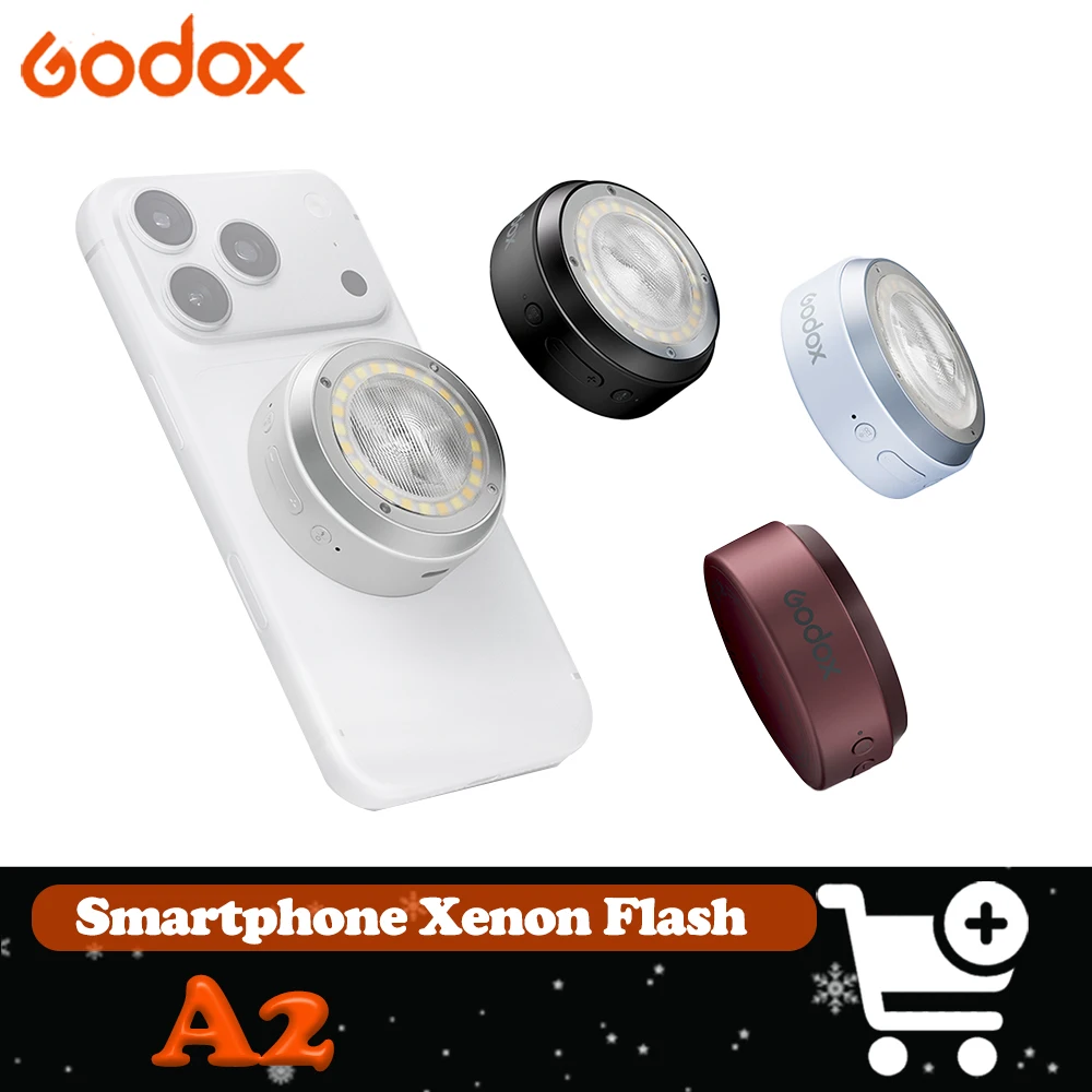 Godox A2 2800-6000K Smartphone Xenon Flash CRI96 TLCI96 3W GN15 TTL HSS Magnetic Flash Light