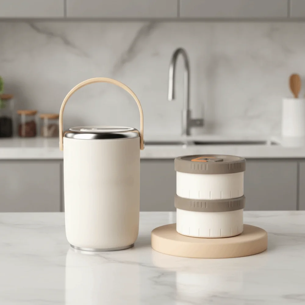 Multi-layer Vacuum Insulated Food Jar Long-lasting Heat/Cold Retention 304 Stainless Steel Insulated Food Bucket Sealed