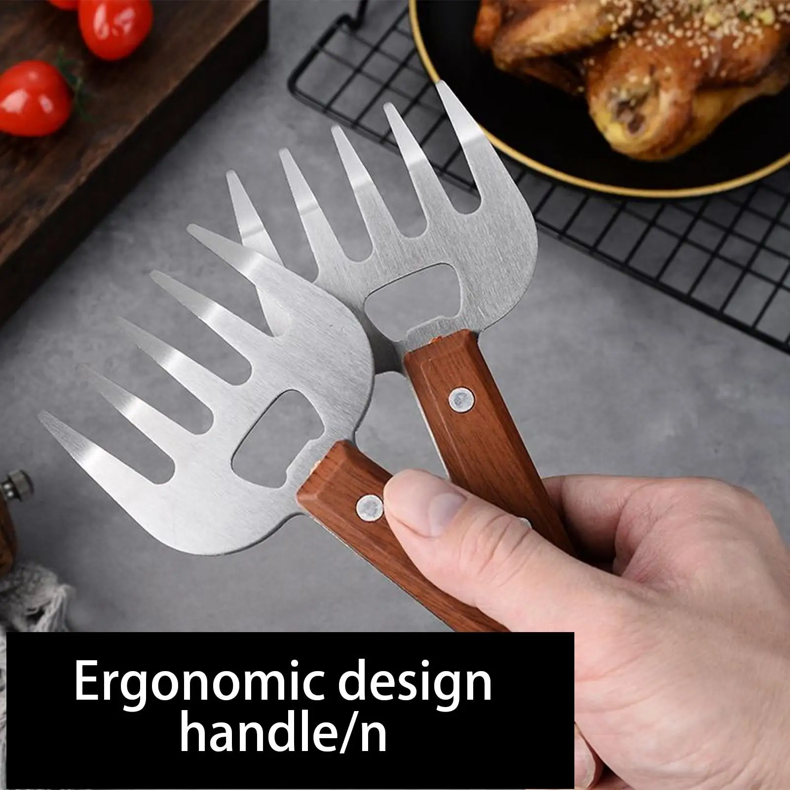 

Stainless Steel Chopping Claws Ergonomic Food Shredding Fork insulated kitchen tools Easily chop chicken and beef for grilling