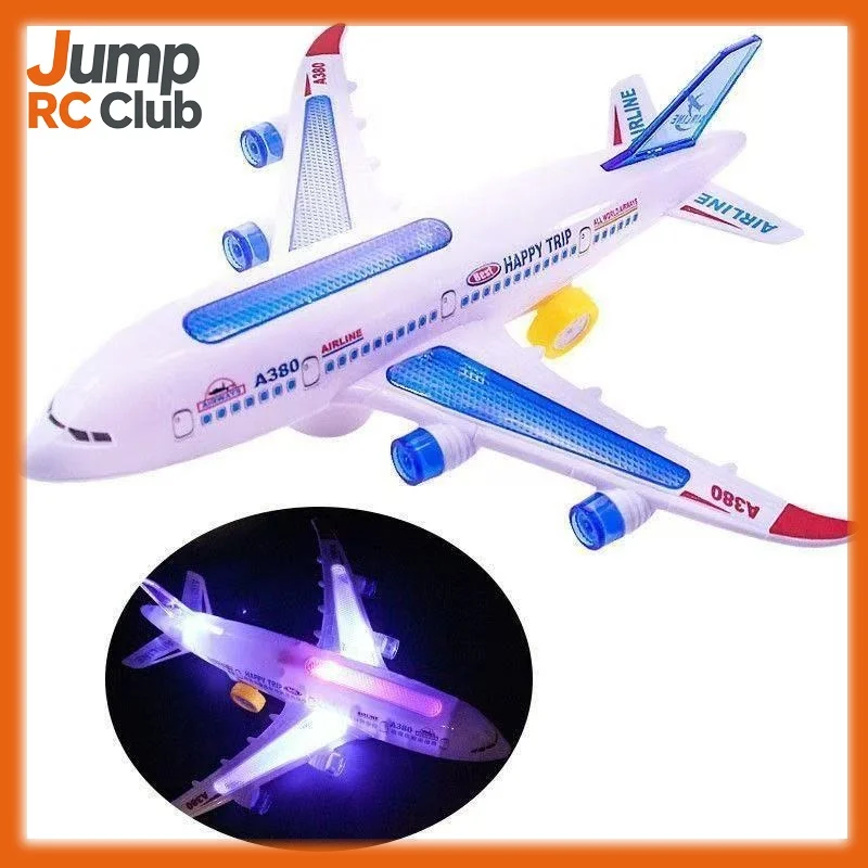 Realistic A380 Airbus Airplane Electric Music Light Multifunctional Inertia Kids Toy Aircraft with Sound for Wholesale Educatio
