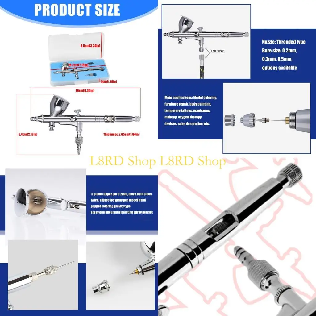 

L8RD Регулируемый двухпоточный аэрограф для профессиональной косметической работы и творческой живописи лица