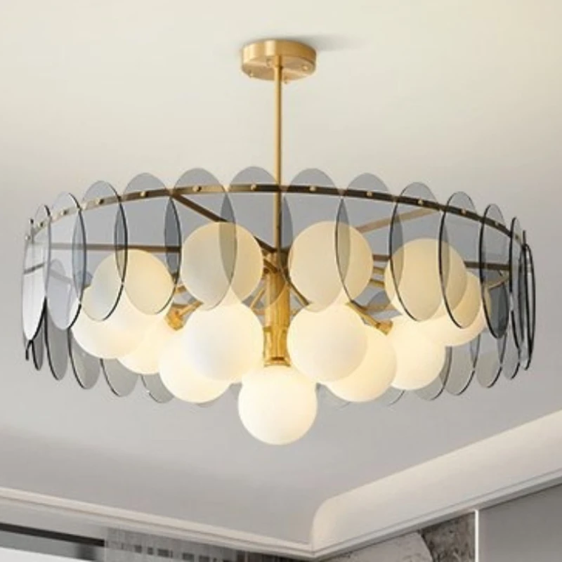 Nordic Designer Style Glass Pendant Light for Living Room Dining Table LED Wall Sconces Metallic Luster Elegant Suspension Lamps