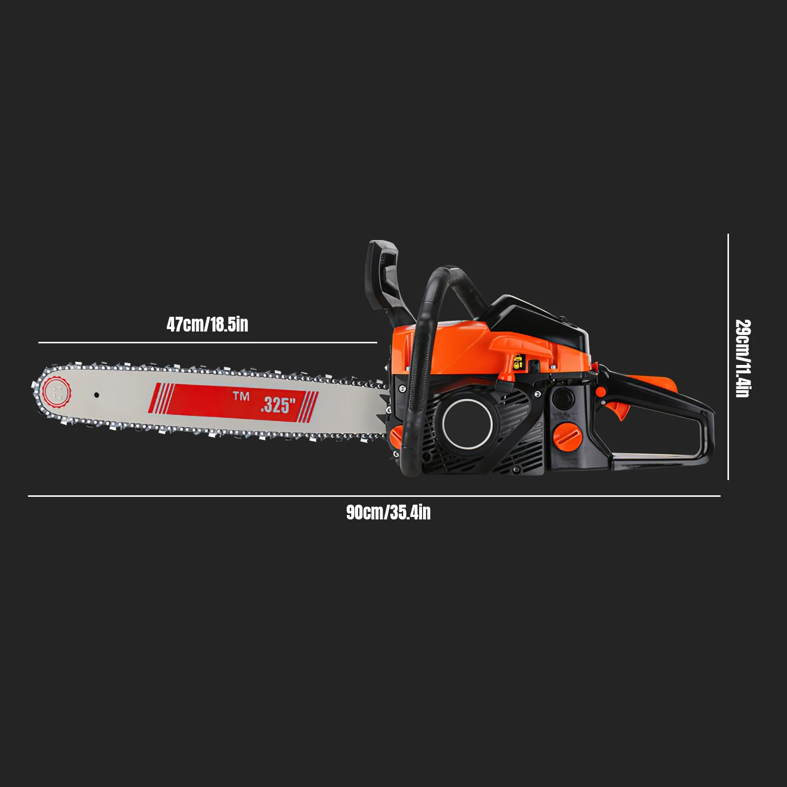 68 cc 20 Zoll professionelle Gaskettensäge 7000 W 2-Takt-Kettensäge zum Baumschneiden 55 cm Durchmesser Holzprotokollierung – Detail 8