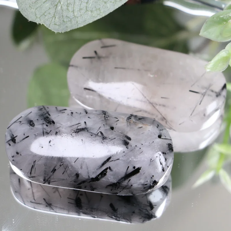 Natural Black Tourmaline Quartz Palm Stone, Crystal Decorations for Home/office, Mineral Specimen, Healing Crystal Gifts
