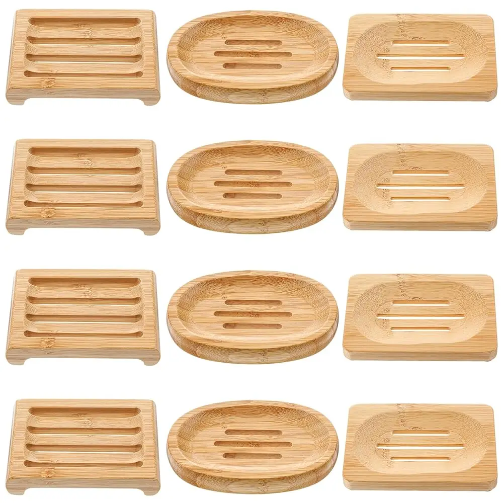 

Free Shipping-12 Pcs Bamboo Soap Dish Bulk, Self-Draining Non-Slip Bamboo Soap Trays Bulk, Wooden Soaps Holder Tray, Shampoo Bar