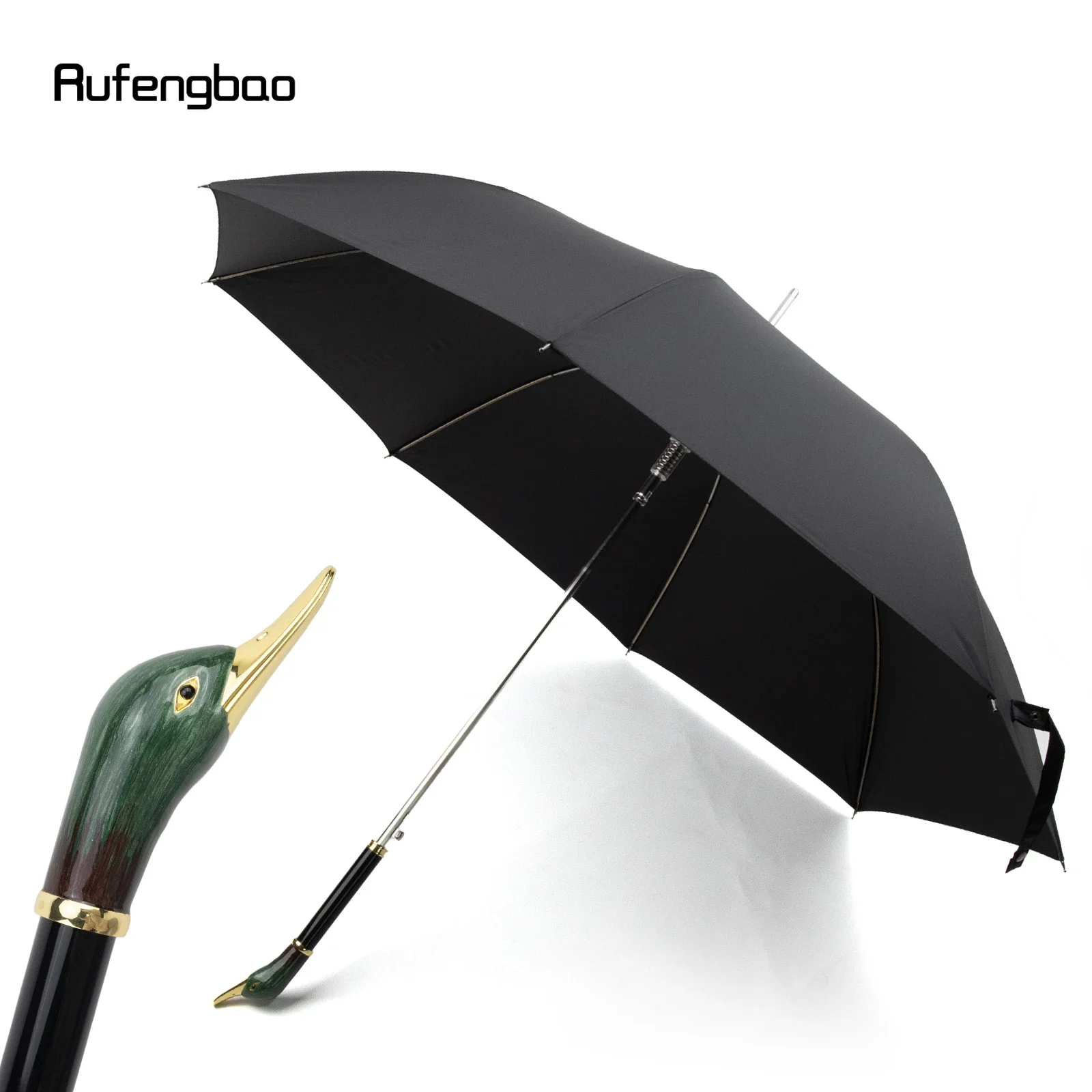 مظلة أوتوماتيكية مقاومة للرياح على شكل حيوان البطة، مظلة كبيرة بمقبض طويل لكل من الأيام المشمسة والممطرة