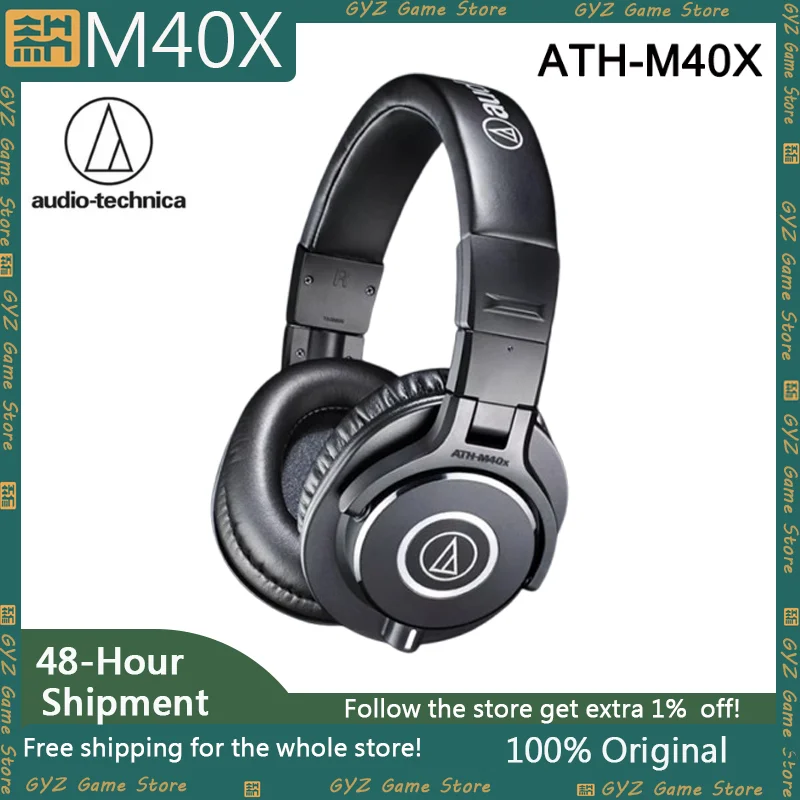 Original Audio Technica ATH-M40X Over-Ear HiFi Headsets Foldable  Professional Monitor Headphones W/Detachable Cables Custom