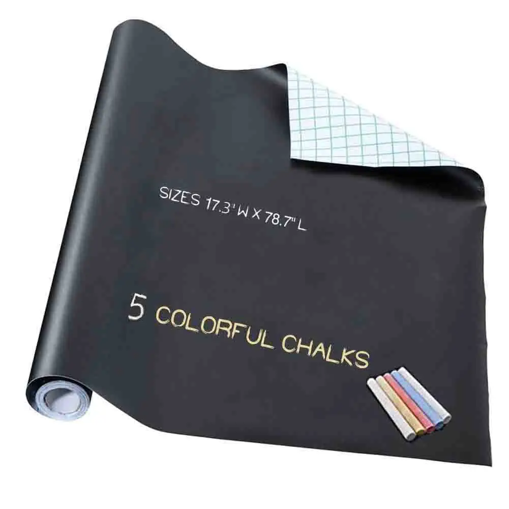 AU61-السبورة ورقة السبورة الفينيل ورقة نشرة قابلة للإزالة الجدار ملصق مع 5 الطباشير الملونة للأطفال الكتابة على الجدران