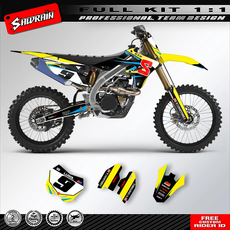 

Sawrain Motorcycle Sticker Custom Team Graphics Decals Kit For SUZUKI RMZ450 2018 2019 2020-2022 RMZ250 2019 2020 2021 2022 007