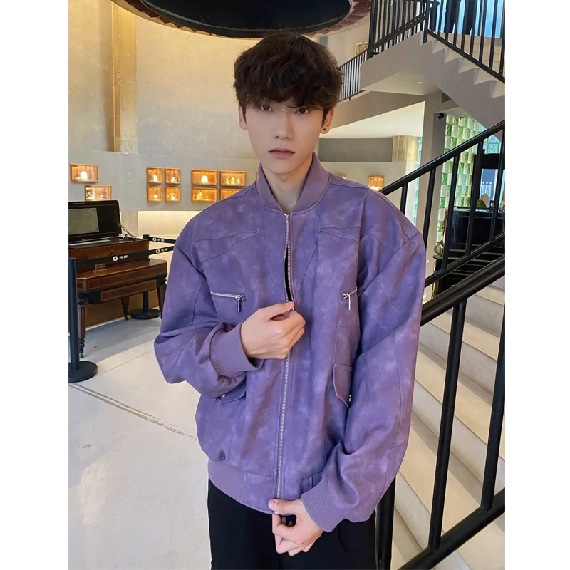 

Retro American Style Men's Short PU Leather Suede Motorcycle Jacket Spring Autumn Fashion Brand Pilot Feelings Youth Popular