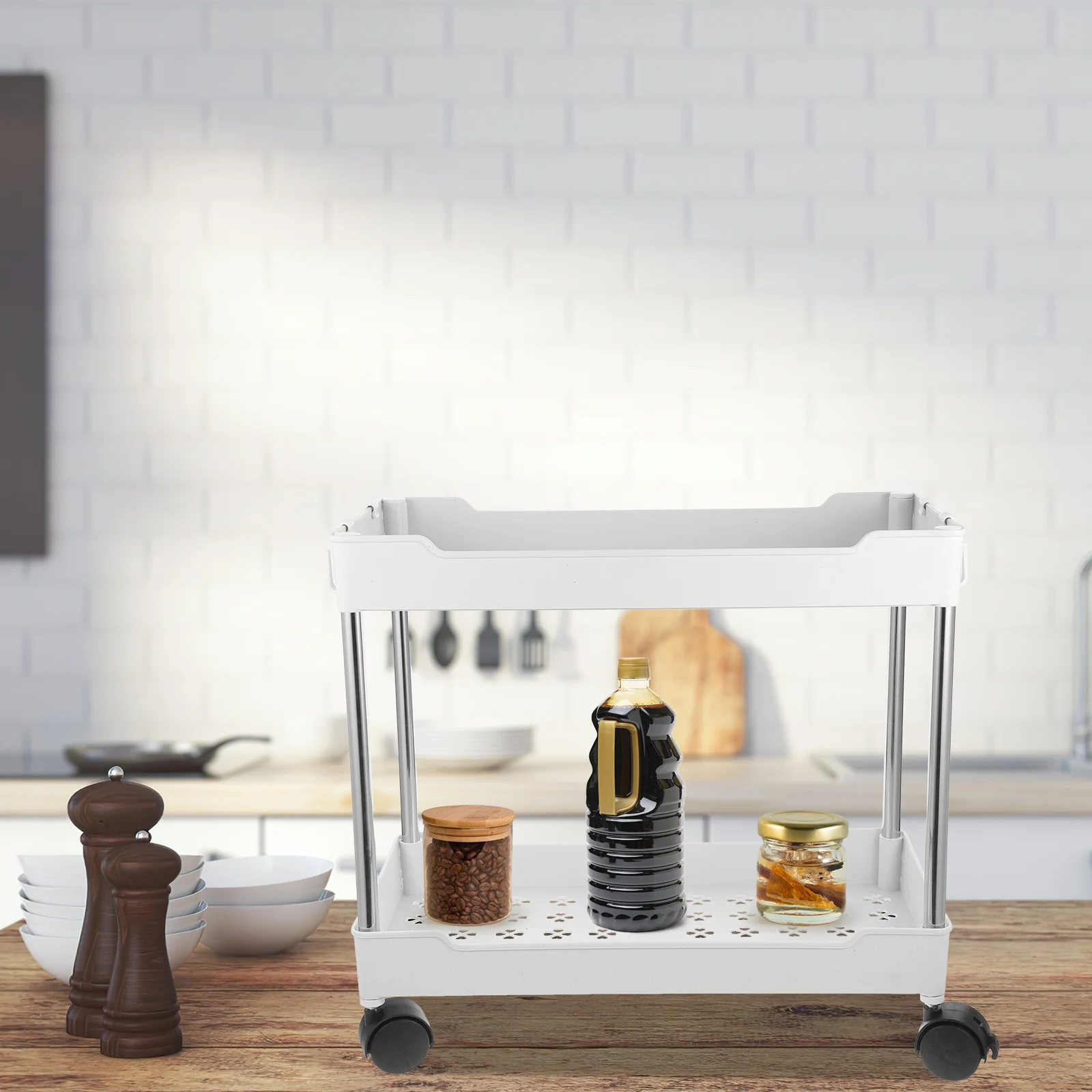 

Cabinet Basket Organizer Dual Layer Sliding Seasoning Shelf Under Sink Multi-Purpose Kitchen Storage Rack Spice Rack Condiment