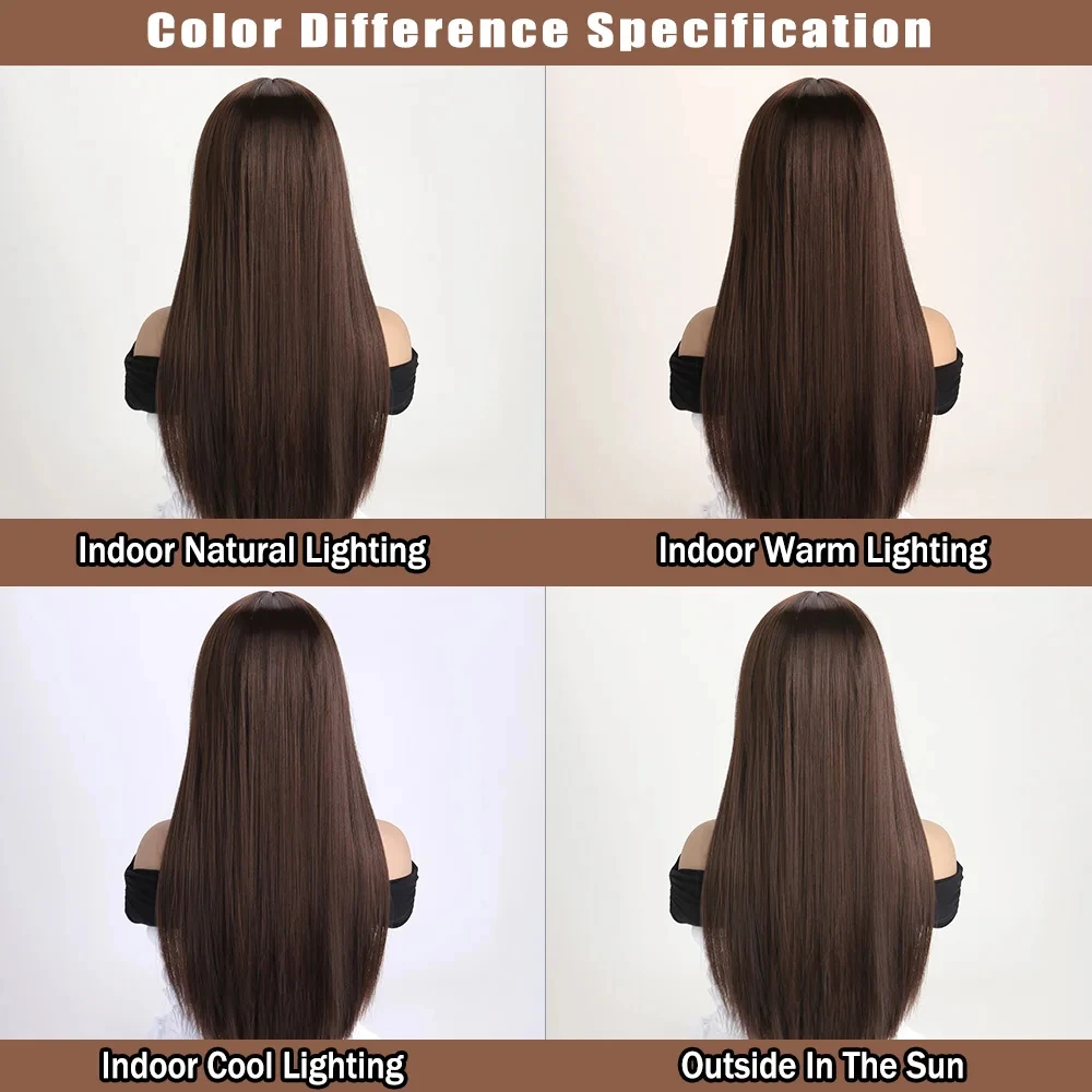 Meistverkaufte 26-Zoll-Synthetikperücke für langes glattes Haar für Halloween-Cosplay, Alltagsperücke, hitzebeständiges Haaraccessoire. – Detail 10