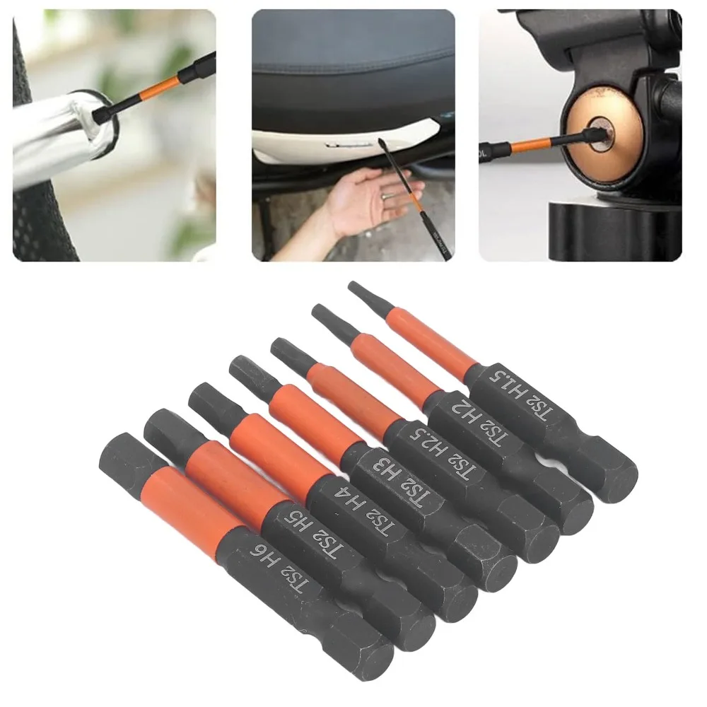 7pcs Metric H1.5-H6 Magnetic Screwdriver Bit Set 2 Inch Length S2 Steel Hex Shank Impact Drill Bits 1/4 Inch Hex Shank