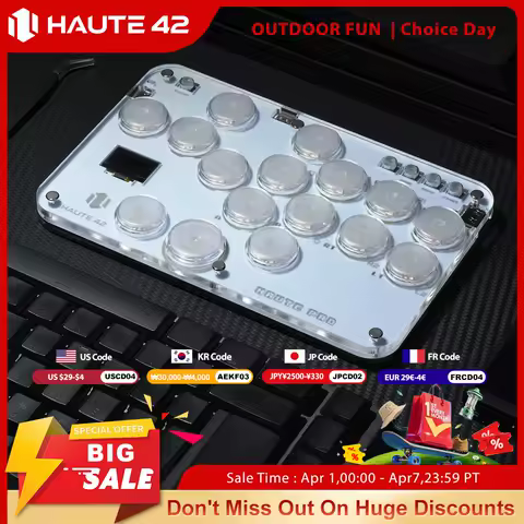 Haute42 Arcade Joystick Hitbox Leverless Controller Fight Sticks For PC / Ps4 /Switch Mini Hitbox Fighting Game Arcade Stick