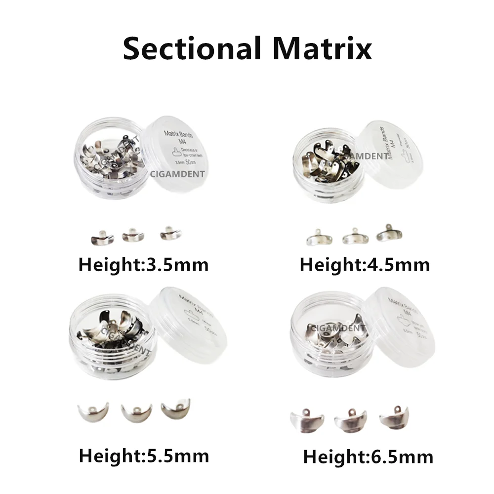 

100Pcs Dental Matrix Bands Palodent V3 Style Sectional Contoured Matrices Ring Wedges Clamp Stainless Steel Refill