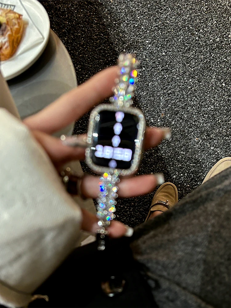 

Luxury Diamond Band For Apple Watch 38mm 40mm 41mm 42 45mm 49mm Slim Women Metal Bracelet Strap For iWatch Ultra 9 8 7 SE 6 5 4