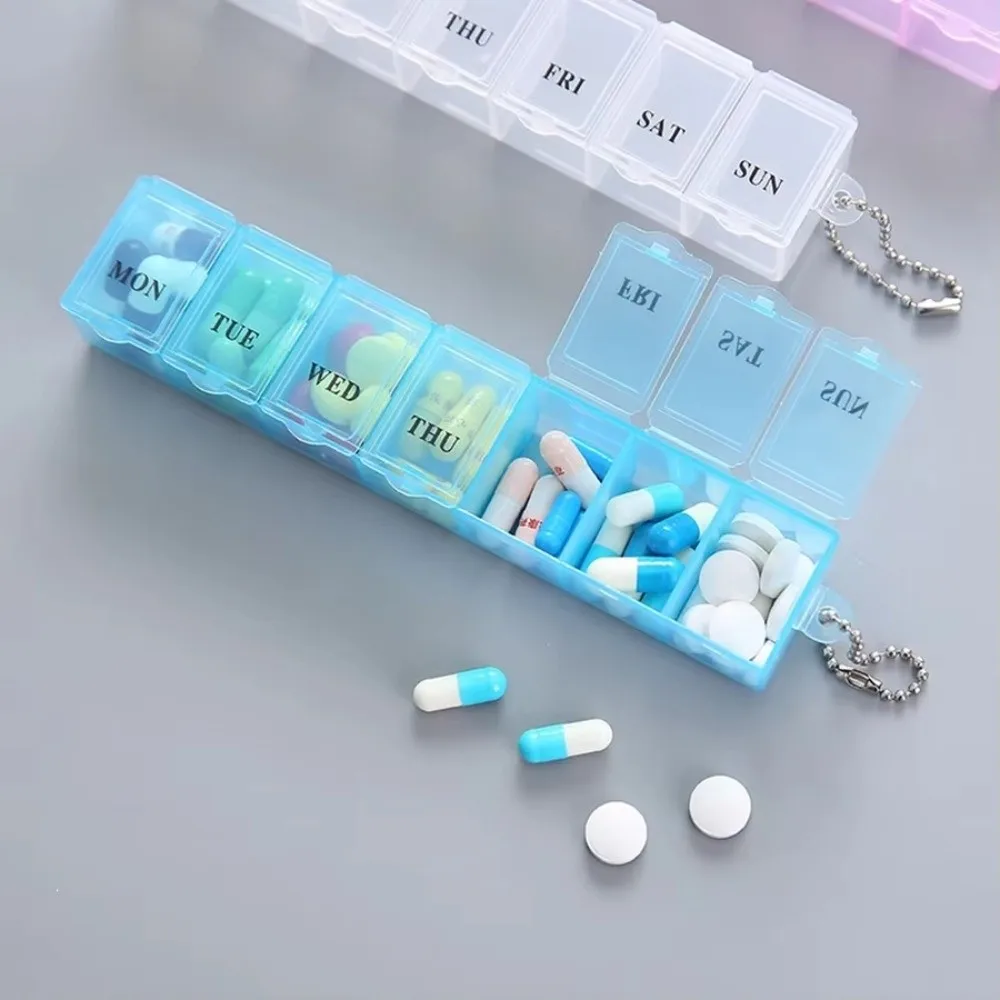 7 Days Weekly Pill Box Colorful Button Open Design Medicine Storage Container Portable Container Mini Size Pill Organizer Case