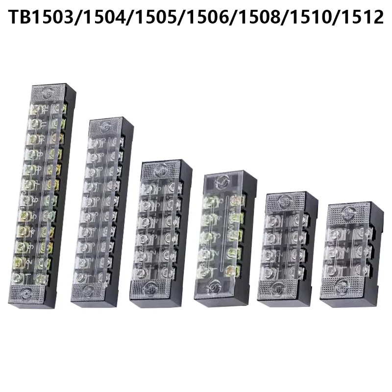 1Pcs Dual Row Barrier Screw Terminal Block Strip Wire Connector 600V 15A 3/4/6/8/10/12/15/20 Positions Optional