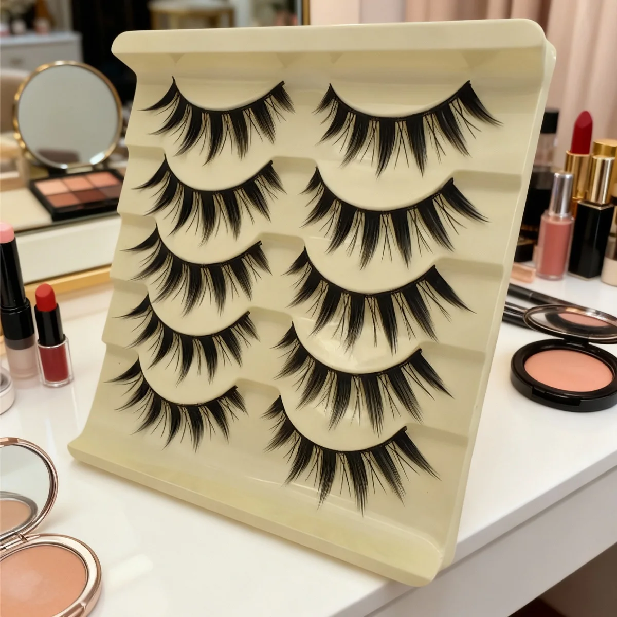 5 أزواج من الرموش السميكة من مانغا، مكياج طبيعي طويل، تأثير عين كبير، رموش بشريط كامل دراماتيكي