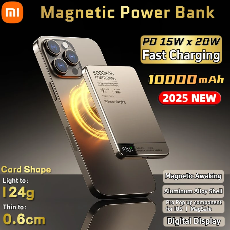 Xiaomi New 10000mAh Magnetic Power Bank 20W Fast Charging PowerBank Portable External Battery For MagSafe IOS Android 2025 New