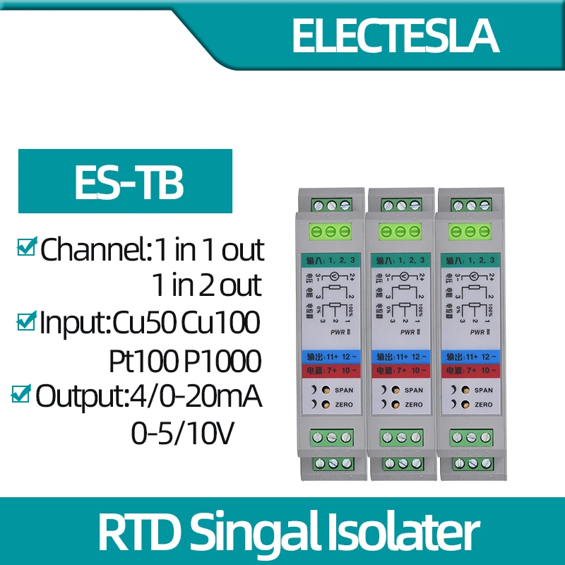 Преобразователь температуры, термопара RTD Cu50 Pt100 Pt1000 до 4-20mA, аналоговый сигнальный изолятор, датчик температуры
