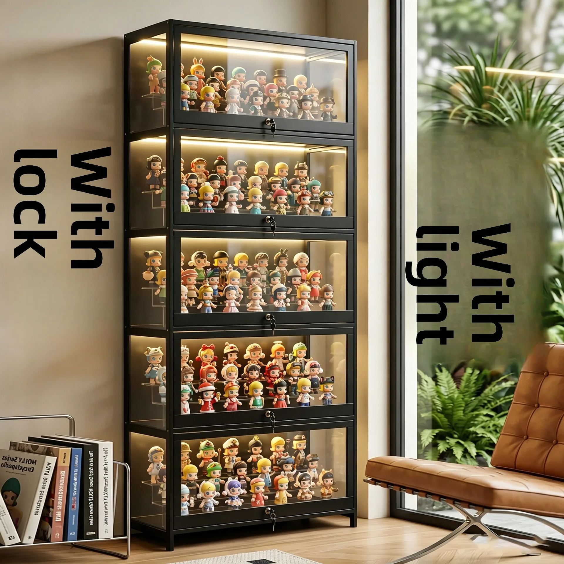 Figure Display Cabinet with Light Blind Box Toy Model Dust-proof Storage Display Cabinet Acrylic Transparent Multi-layer
