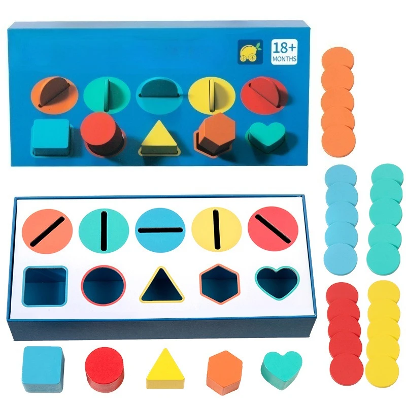 몬테소리 조기 교육용 나무 모양 인지 2-in-1 색상 분류 훈련 매칭 박스 유치원 퍼즐 장난감