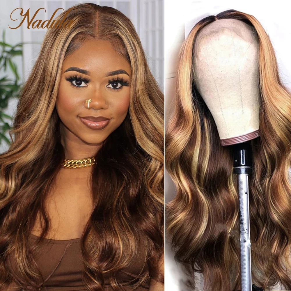 

Nadula Hair 13x5x1 Lace Part Human Hair Highlight Wig Honey Blonde Lace Front Wigs Ombre T Part Lace Wig Human Hair For Women