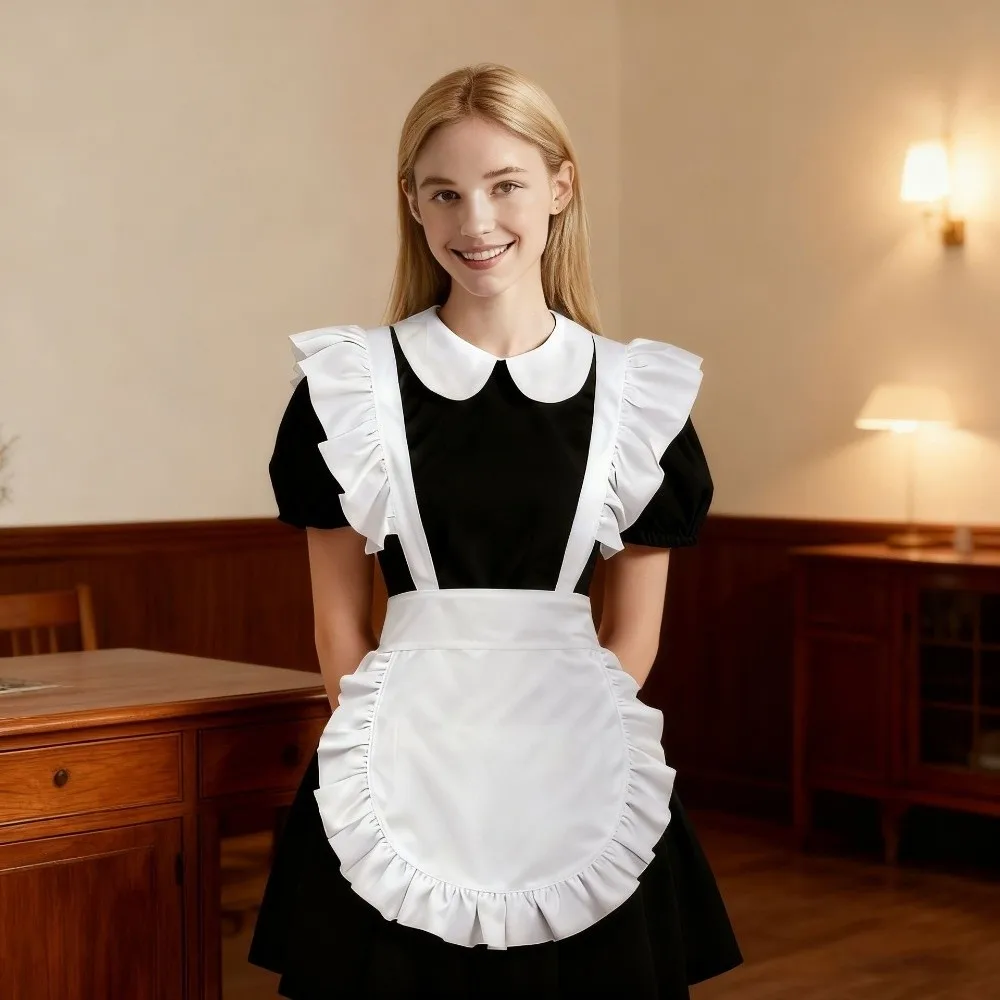 Vintage Elegant Maid Apron Breathable Half Length Waist Apron Lightweight Ruffled Design Half Apron Themed Parties