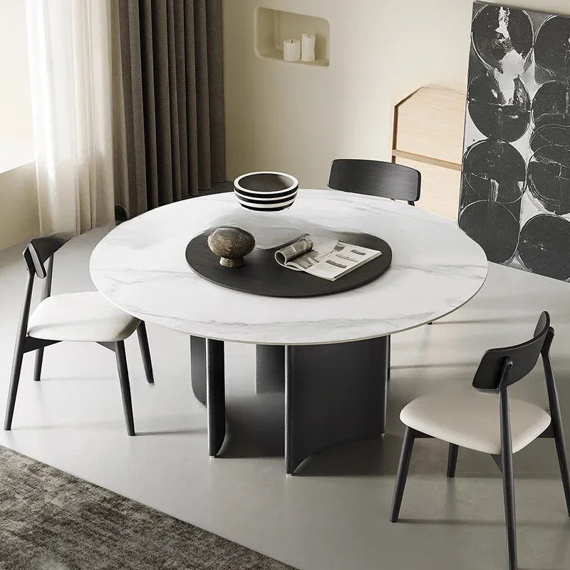 Table de Salle à Manger Extensible, Console Ronde Industrielle Moderne, Meuble Esstisch pour Restaurant, 4 Chaises, OK50CZ