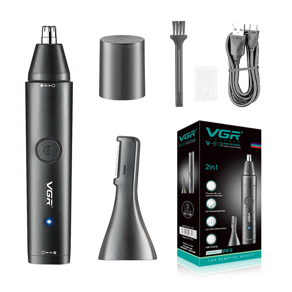VGR 2 In 1 Nose Hair Trimmer For Men Electric Ear Trimmer Rechargeable Hair Clipper Professional Hair Cut Machine For Men