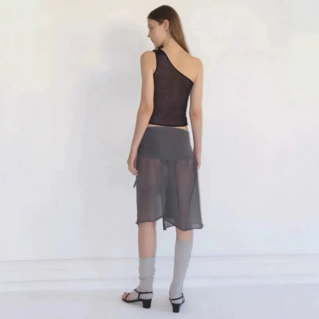 

Paloma Wool Spanish Knitted Cotton Jacquard One-Shoulder See-Through Floral Vest New 24 Slanted Shoulder Women's Top